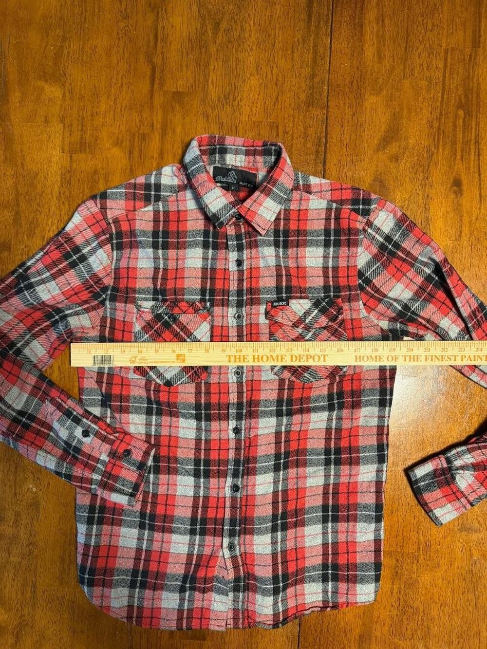 Mens Molokai Surf Co. Long Sleeve Button Up Flannel Shirt, Size M